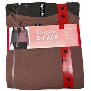 Lukka Lux Womens Medium 2 Pack Long Sleeve T-Shirts Green & Mauve UPF 30